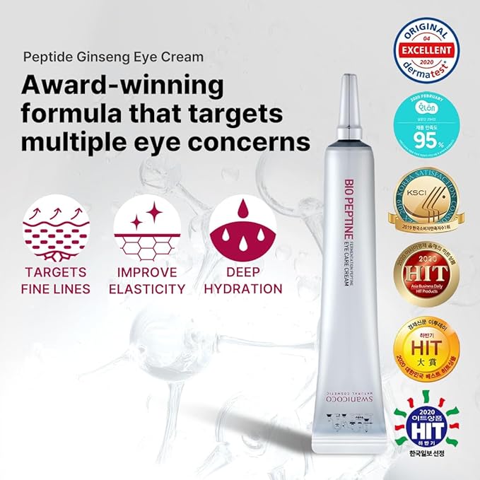 SWANICOCO Pregnancy Safe Fermentation Peptine Eye Care Cream Under Eye Cream with 8 Peptides and Niacinamide, Anti Aging Eye Cream for Wrinkles & Crows Feet Korean Skincare 20ml 0.68 Fl Oz