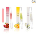 Meschett 3PCS Nail Cuticle Oil Pens with Nail File, Cuticle Oil for Nails from Natural, Nail Oil Cuticle for Cracked and Dry Nail(Lemon & Lily & Cherry Flavor)
