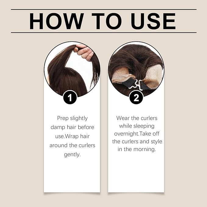 Heatless Hair Curls Overnight Curler - 4 Pcs Curling Rod to Sleep In, Velvet Hair Rollers with Satin Hair Scarf (Brown)