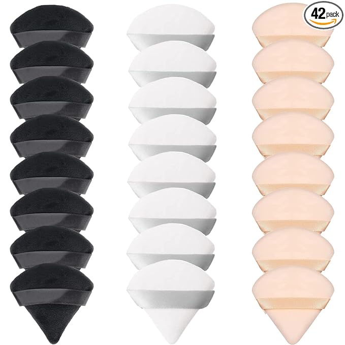 24 Pieces Powder Puff, Triangle Makeup Puff Cotton Powder Face Washable Body Powder Puff for Loose Powder Body Cosmetic Foundation Sponge Makeup Tool (8B8W8N)
