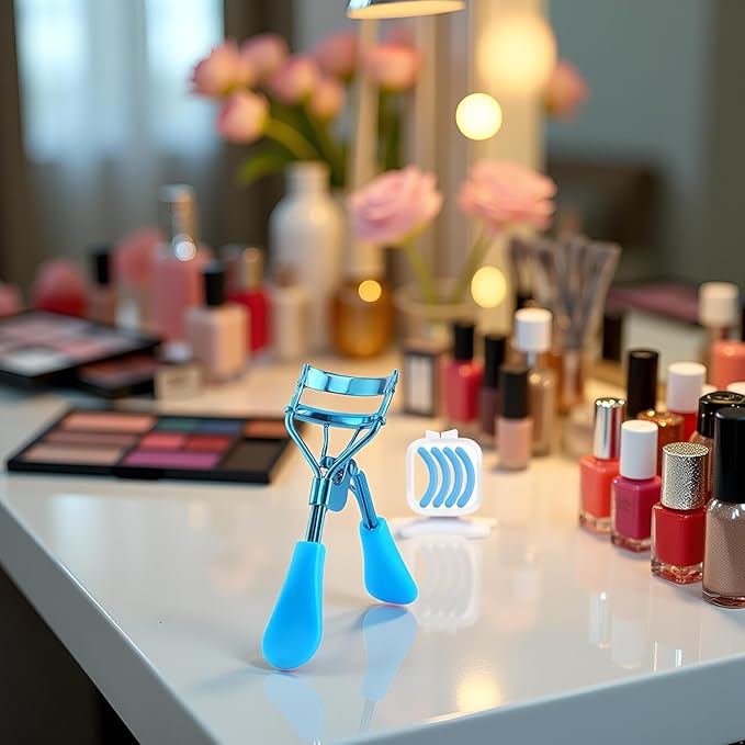 Blue Eyelash Curlers for Women Eyelash Curler with 4 Replacement Refill Pads Lash Curler Premium Quality Eye Lash Curler Makeup Eyelashes Tool to Curl and Lifted Lashes Eye