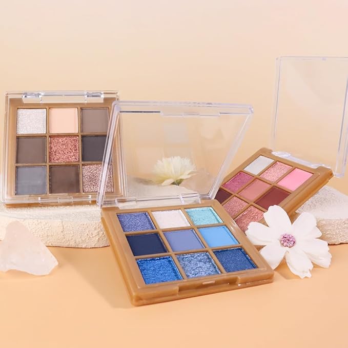 WanTuoluo Matte Sparkling Eye Shadow Palette,Neutral Nude Smoky Glitter Powder Eyeshadow for Older Women,High-Pigment Eye Makeup, Naturing-Looking Travel Size Makeup Pallete (Matte Glitter-Pink)