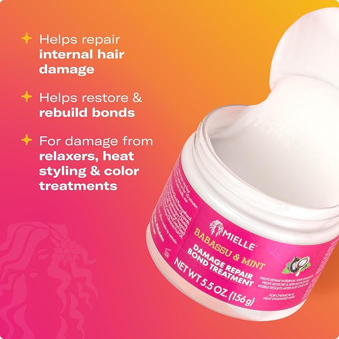 Mielle Organics Babassu & Mint Damage Repair Bond Treatment for Chemical and Heat Damaged Hair, 5.5 Ounce