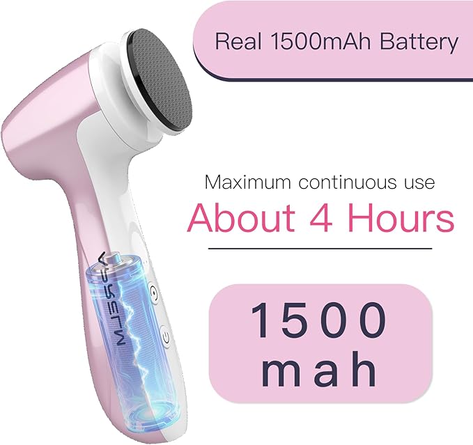APRELM Rechargeable Electric Foot Callus Remover with 3 Glass Grinding Heads, Professional 1000RPM 3-Speed Control Electric Foot File (E7 Pink Glass Version)