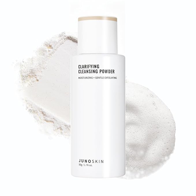 JUNO & Co. Cleansing Powder, Exfoliating Face Wash, 10-Ingredient Powder-to-Foam Cleanser with Hyaluronic Acid, Rice Extract, and Papain Enzyme, No Added Fragrance, 50 g / 1.76 oz.