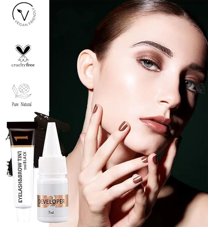 Lash Color Kit, Professional Black Lash and Brow Set with Natural Ingredients, Stay-True Vibrant Color, Safe & Easy Home DIY 7ml (Black)