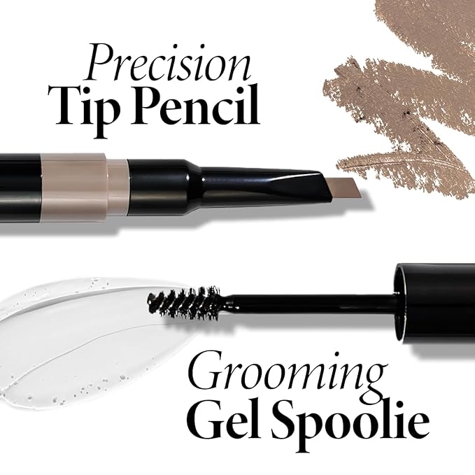 LAURA GELLER NEW YORK Sculpt-n-Stay 2-in-1 Waterproof Eyebrow Pencil & Brow Gel –Soft Black – Fills Sparse Brows, Defines & Sets – Smudge-Proof, Long-Lasting, Natural Finish