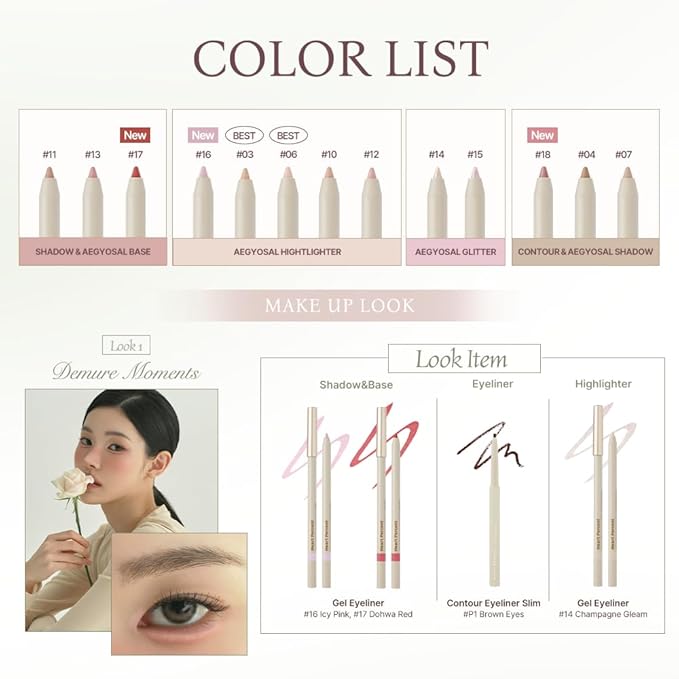 Heart Percent Dote On Mood Gel Eyeliner Pencil – Long-Lasting Waterproof Smudge Proof Smooth Retractable, Aegyo Sal Makeup, Under Eye Highlighter with Built-In Sharpener, #07. Skin Gray