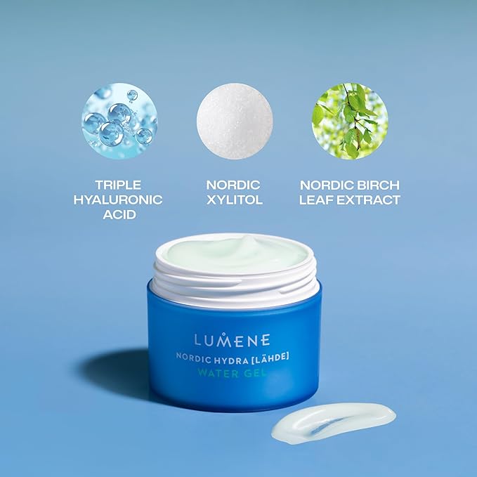 LUMENE Nordic Hydra [LÄHDE] Water Gel | With Triple Hyaluronic Acid for All Day Hydration | Lightweight and Non-Greasy | Water-Based Niacinamide Face Cream for Oily Skin | Vegan | 1.7 Fl.oz.