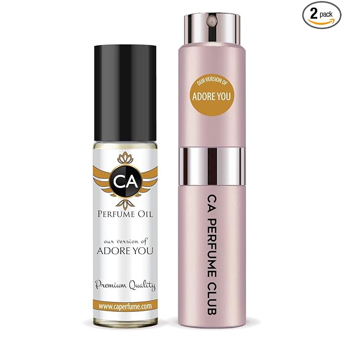 CA Perfume Duo Impression of Adore You For Women Perfume Layering Set Long Lasting Travel Size EDP + Body Oil Roll-On Bottle 0.27 Fl Oz+0.33 Fl Oz