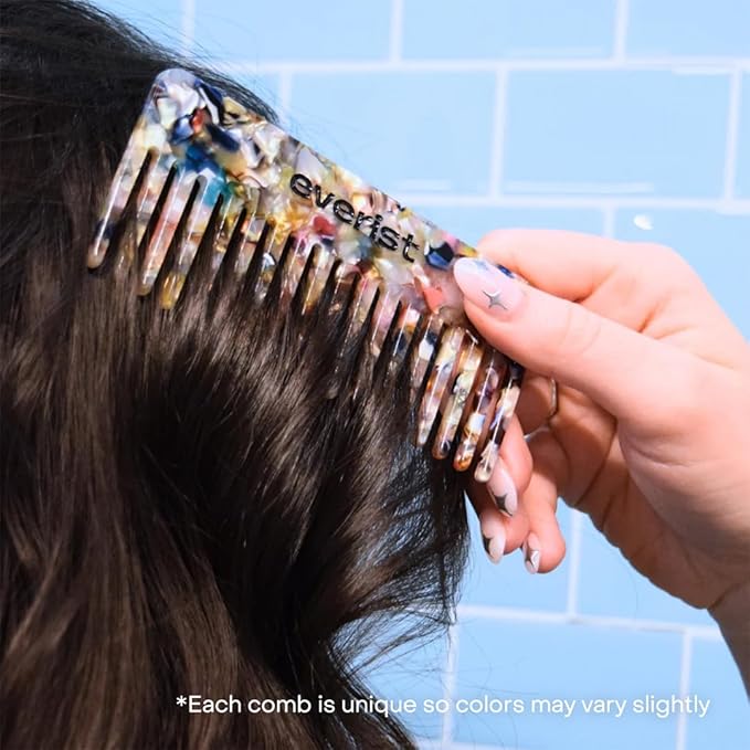 Everist Confetti Comb – Recycled, Travel-Friendly Wide-Tooth Detangling Comb for All Hair Types