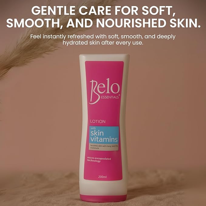 Belo Essentials Body Lotion with Skin Vitamins Lightweight Formula Quick Absorb Soft Texture for Daily Skincare - 200ml