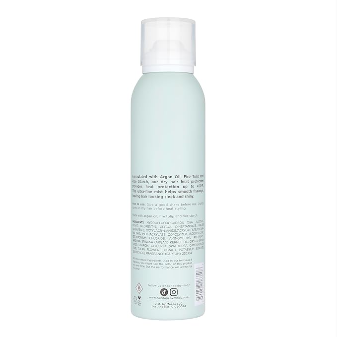 Hairitage Argan Oil Heat Protectant Spray for Dry Hair and Re-Heat Styling - Hydrating and Conditioning Formula - Argan Oil + Rice Protein - Protects Hair Up to 450°F for Re-Heat Hair Styling - 5 oz