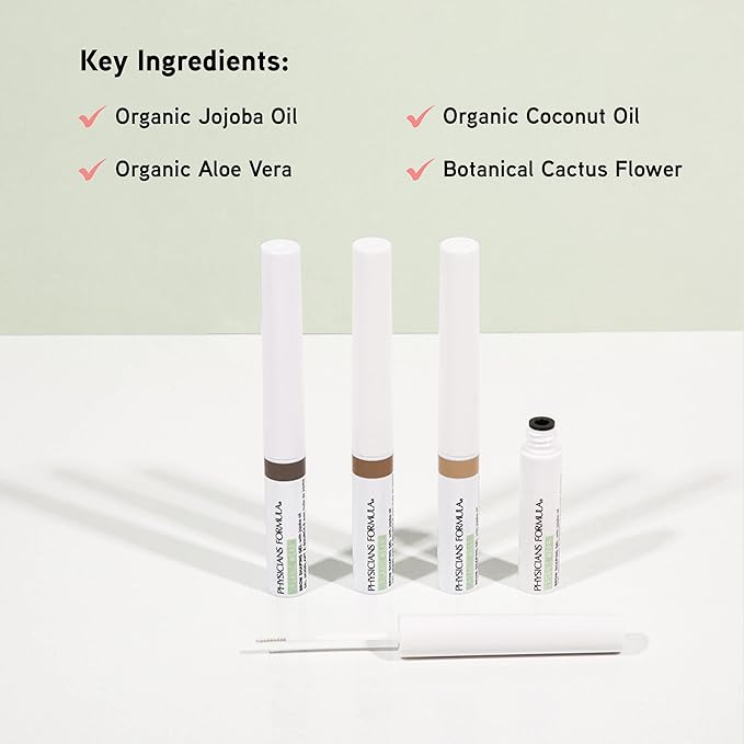 Physicians Formula Organic Wear All Natural Eyebrow Brow Gel Soft Black | Dermatologist Tested, Clinicially Tested