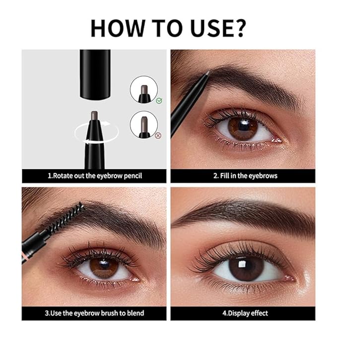 Eyebrow Pencil – Ultra-fine eyebrow pencil, precision nib and spool brush, filler sparse areas, natural eyebrow makeup, waterproof women's eyebrow pen (01# Brown)