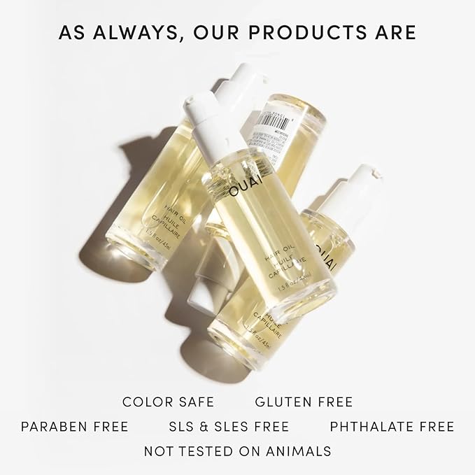 OUAI Hair Oil Travel Size - Hair Heat Protectant Oil for Frizz Control - Adds Shine and Smooths Split Ends - Color Safe Formula - Paraben, Phthalate and Sulfate Free (0.45 oz)