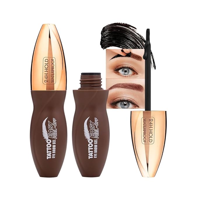 Peel Off Eyebrow Gel for Women, Fuller & Defined Looking Brows, Brown Espresso Taupe Auburn Chocolate, 5 Days Long-Lasting Waterproof Sweatproof, Gift for All Skin Types (03-Auburn)