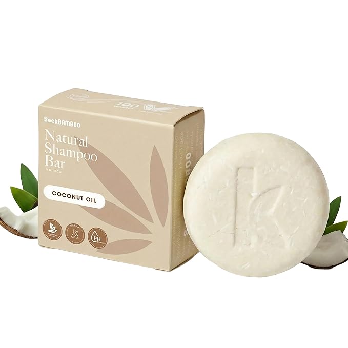 Seek Bamboo Coconut Shampoo Bar Hydrating & Nourishing with Coconut Milk, Shea Butter, Jojoba & Avocado Oils – Sulfate-Free, Keratin-Infused, Moisturizes & Strengthens Hair Naturally