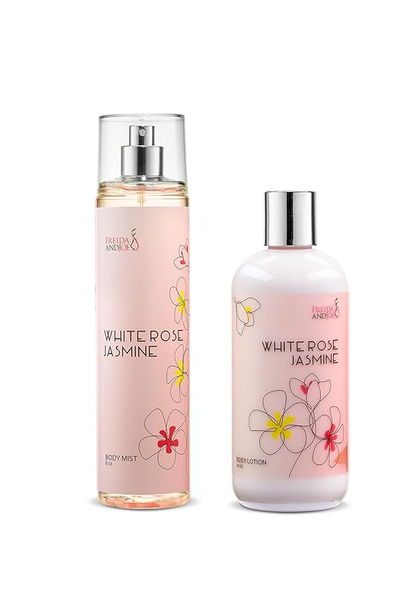 Home Spa Gift 10oz Deep Moisturizing Fragrance Body Lotion & 8 oz. Fine Fragrance Body Mist Set Luxury Self-Care Combo for Women & Girls (White Rose Jasmine) – Mother's Day Gift for Mom