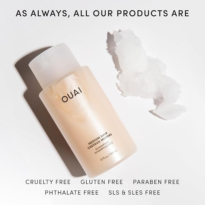 OUAI Medium Hair Shampoo - Salon Size Hydrating Shampoo for Medium Hair - Nourishes, Strengthens, Reduces Breakage and Adds Shine - Coconut Oil, Babassu and Keratin - Sulfate Free, 32 Oz