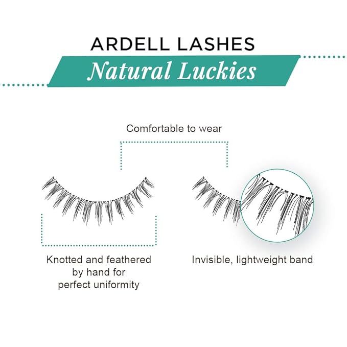 Ardell Natural False Eyelashes, Luckies Style - Black, Lightweight, Reusable Strip Lashes, 4 Pack