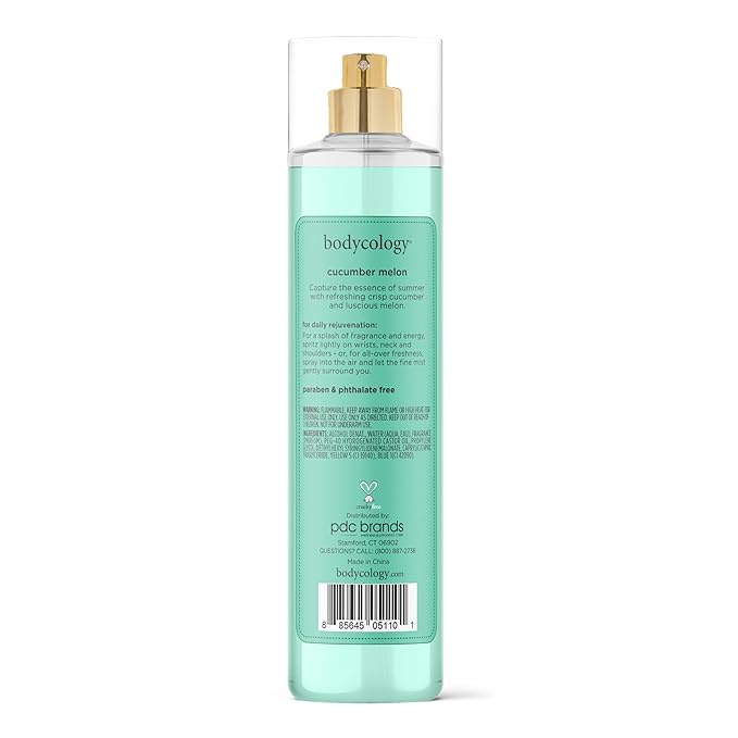 Bodycology Long-Lasting Fragrance Body Mist, Cucumber Melon, 8 fl oz (Pack of 2)