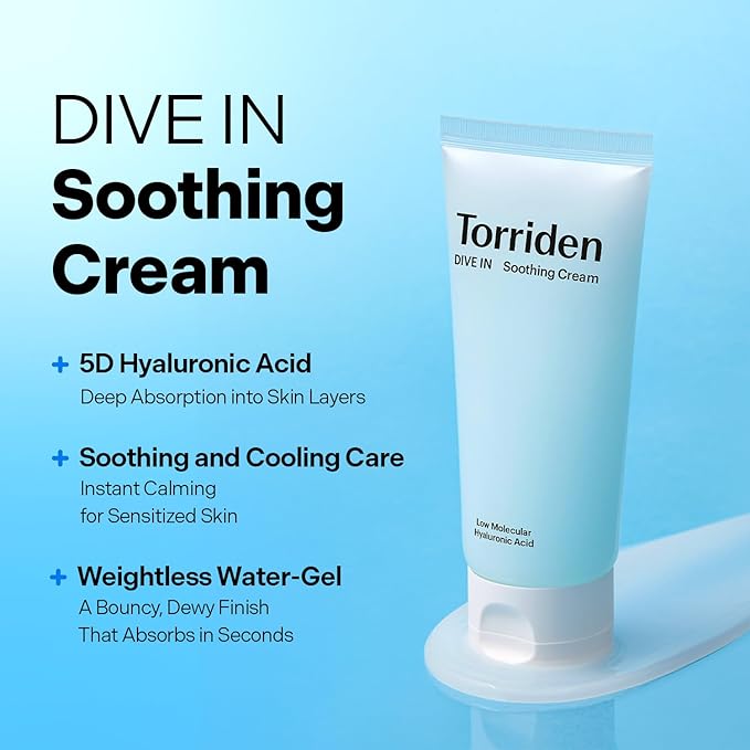 Torriden DIVE IN Hyaluronic Acid Soothing Cream Tube Type 100ml (3.38 fl. oz) | Revitalizing Facial Moisturizer for Sensitive and Dry Skin | Hyaluronic Acid, Panthenol, Allantoin