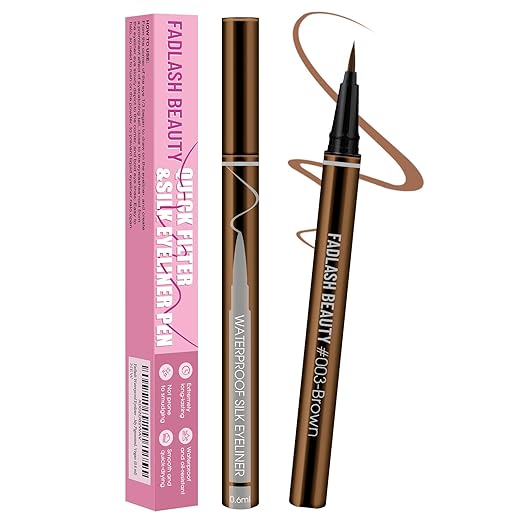 Eyeliner Liquid Eyeliner with Fine Brush for Smooth Application, Waterproof & Smudge-Proof Eye Liner, Long-Lasting Makeup, Highly Pigmented Brown Eyeliner Pencil, Cruelty-Free & Vegan, 0.6ml