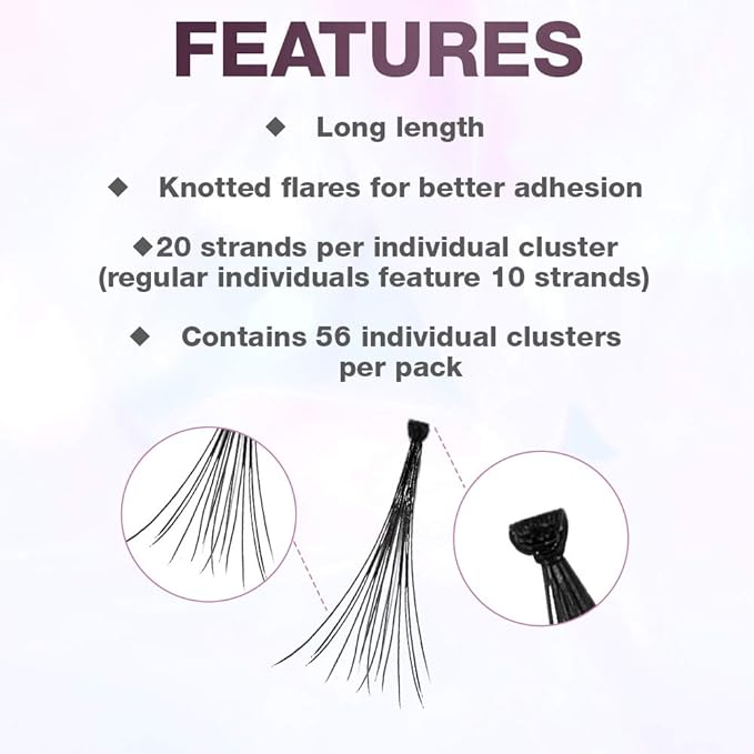 Ardell Double Up Individual Lashes, Knotted - Long, Black, DIY Lash Clusters, Reusable Eyelash Extensions, 4 Pack