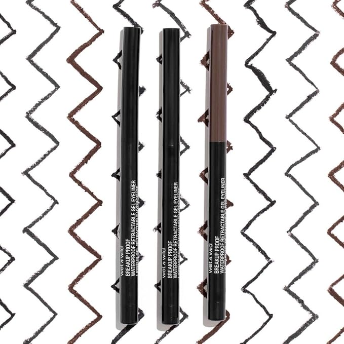 wet n wild Mega Last Breakup Proof Waterproof Retractable Gel Eyeliner - Ultra Pigmented 16-Hour Long Wear, Smudge Proof Satin Finish Formula, Cruelty-Free & Vegan - Dark Brown (Pack of 2)