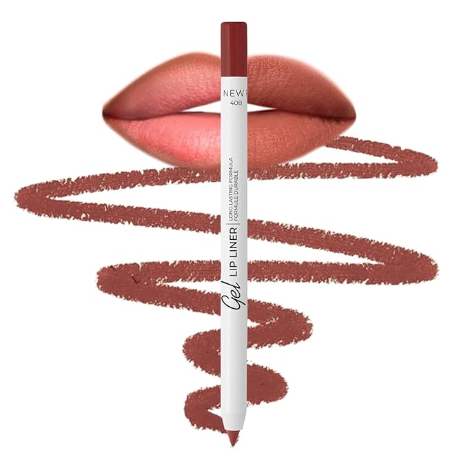 Lamel Gel Lip Liner Pencil - Rose Plum - 2-in-1 Waterproof Lip Liner - 8-Hour Wear, Creamy Texture, Sharpenable, High Pigment - Provides Smooth Finish or Full Coverage - N.408