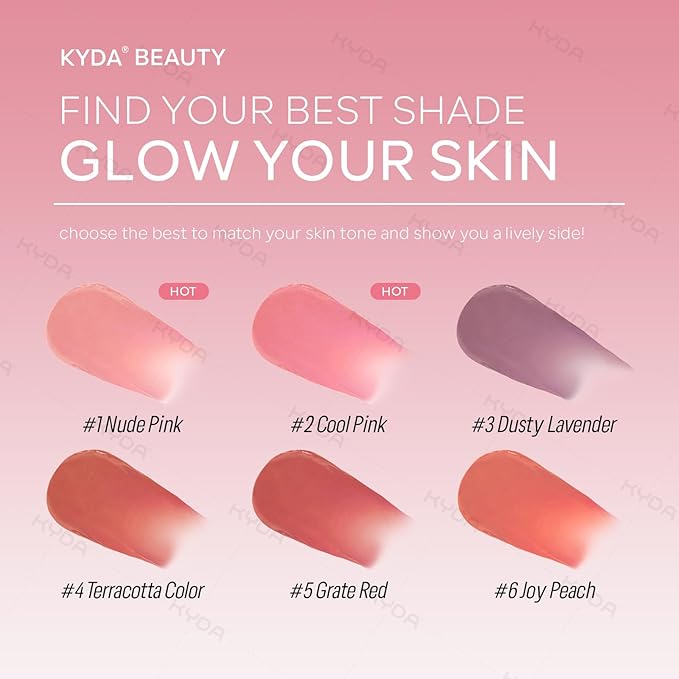 KYDA Liquid Blush, Matte Tinted for Cheeks, Lasting Dewy Cheek, Soft Creamy Blush, Blendable Lightweight, Buildable Matte Coverage, Dusty Lavender