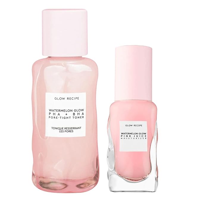 Glow Recipe Mini Watermelon Glow PHA + BHA Facial Toner & Pore Minimizer with Hyaluronic Acid (40 ml) + Mini Pink Juice Hydrating Face Moisturizer (25 ml)