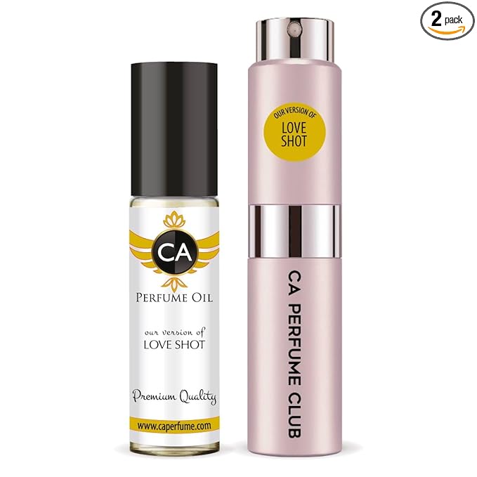 CA Perfume Duo Impression of Love Shot For Women Perfume Layering Set Long Lasting Travel Size EDP + Body Oil Roll-On Bottle 0.27 Fl Oz+0.33 Fl Oz