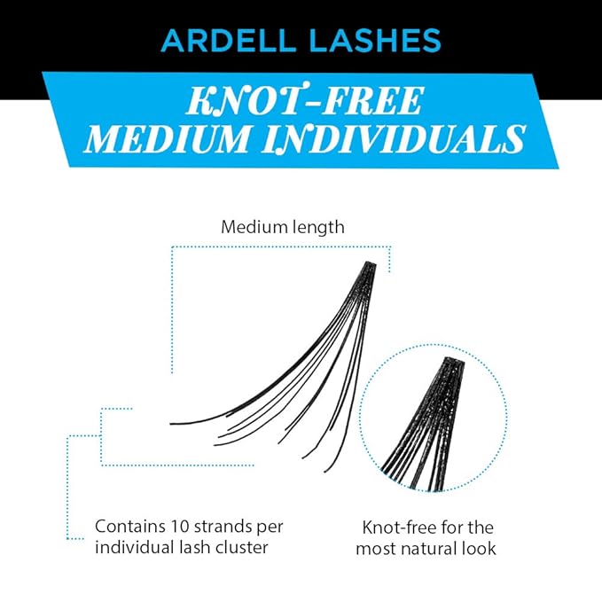 Ardell Individuals False Eye Lashes - Medium Black, DIY Lash Clusters, Lash Band, Long-Lasting Eyelash Extensions, 4 Pack