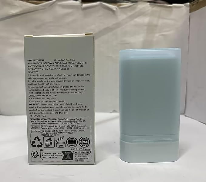 2PC Sheghy Cotton Soft Sun Stick SPF50+, Korean Skin Care Sunscreen Stick,Lightweight Hydrating Tinted Facial Sunscreen,Moisturizing Protector Solar Sunblock for Face and Body,Refreshing & Non-Greasy