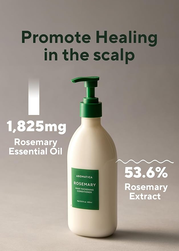 AROMATICA Rosemary Hair Thickening Conditioner, Vegan Hair Conditioner for Damaged Hair and Dry Hair - Moisturizing Conditioner, Silicone-Free (13.53oz/400ml)