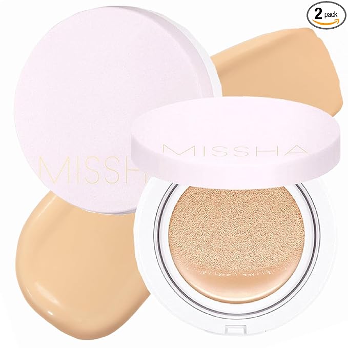 MISSHA Magic Cushion Foundation No.23 (2 Pack) Light Beige for Bright Skin - Flawless Coverage,Dewy Finish,Easy Application for All Skin Types