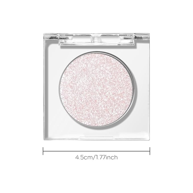 KYDA Single Glitter Eyeshadow, Pale Champagne Silver Eyeshadow, Lasting Blendable Shimmer Pearl Eyes Shadow, Sparkling Eyes Glitter, Soft Buildable Glossy Color, Wet Look Effect, Weaving Maid