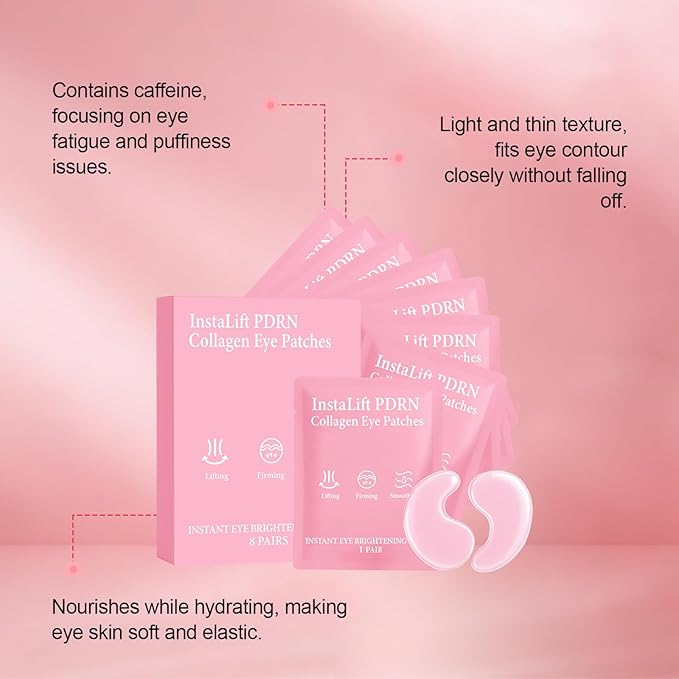 Instalift PDRN & Collagen Eye Patches,Under Eye Patches with Hyaluronic Acid & Collagen, Deeply Hydrating Patches for Puffy Eyes and Dark Circles(8 Pairs Each)(1 PCS)