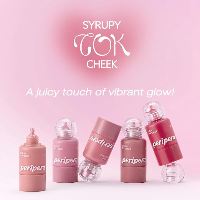 PERIPERA SYRUPY TOK CHEEK 15 Colors, Liquid Blush, Dewy Finish and Hydrates All day, Soft Velvet Texture Face Cheek Tint (11 FOGGY BERRY)