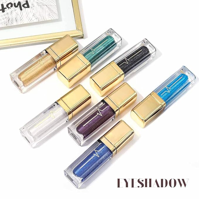 Kilshye Glitter Liquid Eyeshadow Shimmer Eye Shadow Metallic Eyeshadows High Pigment Eyes Shadow Long Lasting Waterproof Eyes Liquid Makeup for Women and Girls Pack of 1 (G- Black 12)