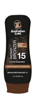 Australian Gold Sunscreen Lotion with Instant Bronzer SPF 15, 8 Ounce | Broad Spectrum | Water Resistant | Non-Greasy | SPF 15 8 Fl Oz (Pack of 1)
