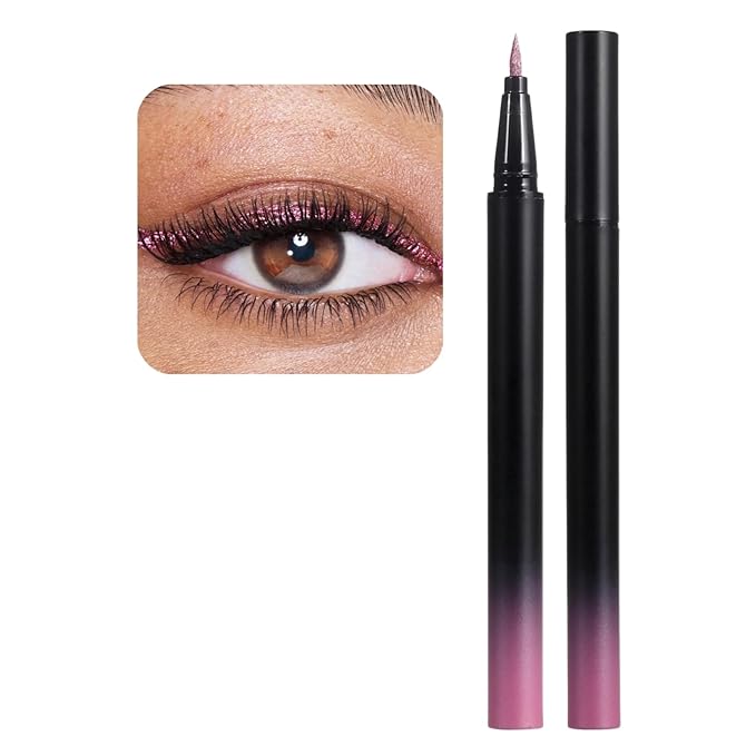 SAUBZEAN Metallic Liquid Eyeliner, Waterproof & Smudge-Proof Shimmer Eye Liner with Precision Brush, Long-Lasting Bold Color, Quick-Dry & Easy Removal, for Winged Makeup, Hot Pink