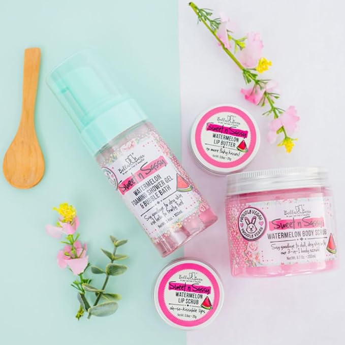 Bella & Bear Sweet n Sassy Watermelon Body Scrub, 3-in-1, 6.7 Oz, Exfoliating, Cleansing, Moisturizing