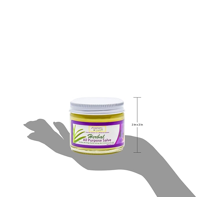 Elderberry Queen Healing Salve, All Purpose Anti Itch Herbal Balm for Dry Itchy Skin, Cracked Heels, Minor Burns, Sunburn, Chapped Lips (2 ounce)
