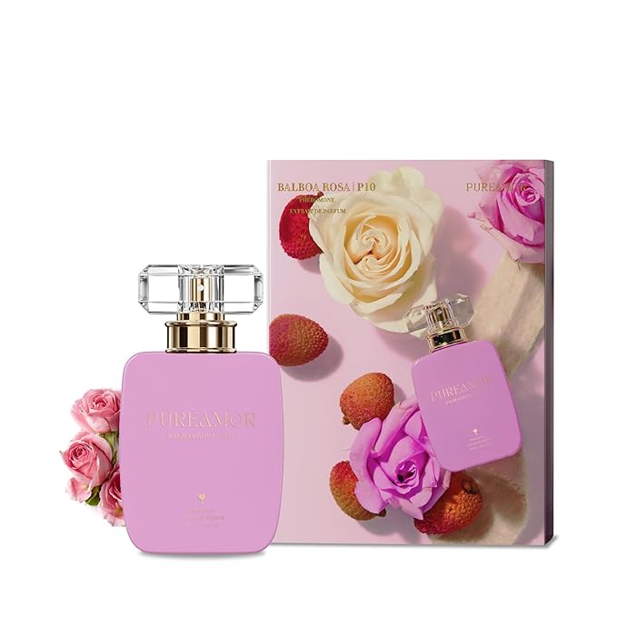 PUREAMOR Pheromone Perfume for Women, Balboa Rosa Extrait de Parfum - Long Lasting Romantic Floral Scent, 30% High Concentration, Full Size Fragrance Spray, 1.0 oz / 30 ml