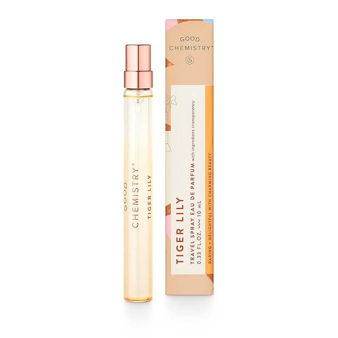 Good Chemistry Tiger Lily Travel Spray 0.33 fl oz - Long-Lasting On-the-Go Perfume with Orange Flower, Vanilla, & Amber - Charming, Clean & Vegan
