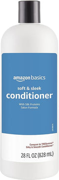 Amazon Basics Soft & Sleek Anti-Frizz Conditioner for Dry or Damaged Hair with Argan Oil & Silk Proteins, 28 Fluid Ounce