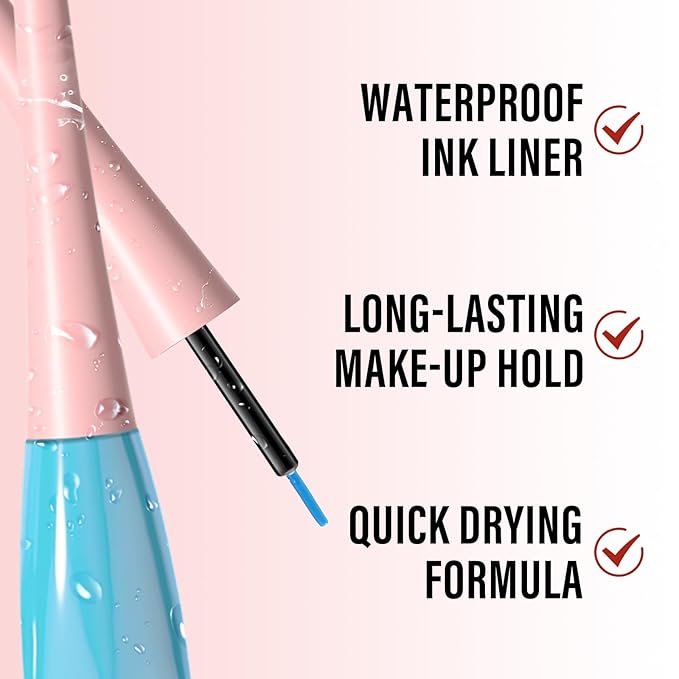 Boobeen Liquid Eyeliner Pen, Colored Eye Liner Waterproof Smudge Proof, Eyeliner Ink Liner with Precision Tip for Bold Eye Looks